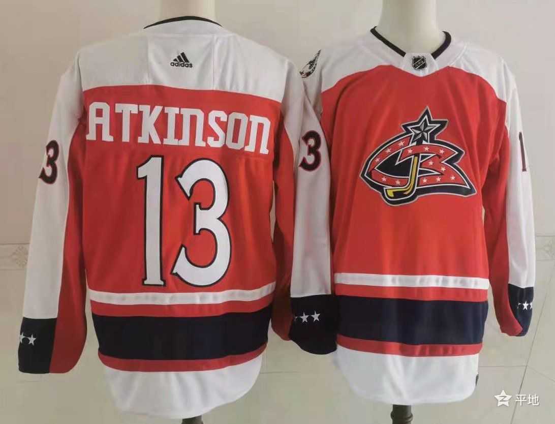 Men Columbus Blue Jackets 13 Atkinson Red Authentic Stitched 2021 Adidias NHL Jersey